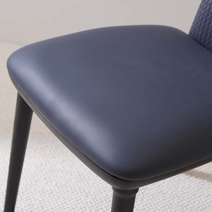 Modern Darkblue Leather Upholstered U-shaped Back Armless Dining Chairs