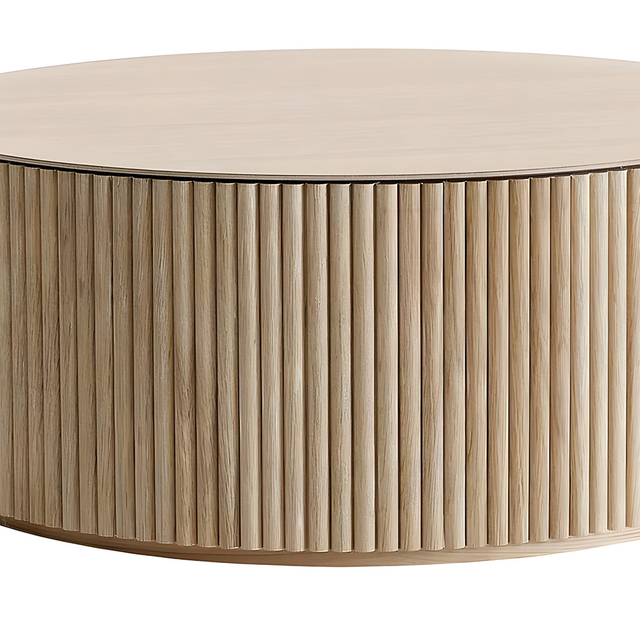 Swedish Solid Ash Wood Round Coffee Table Living Room