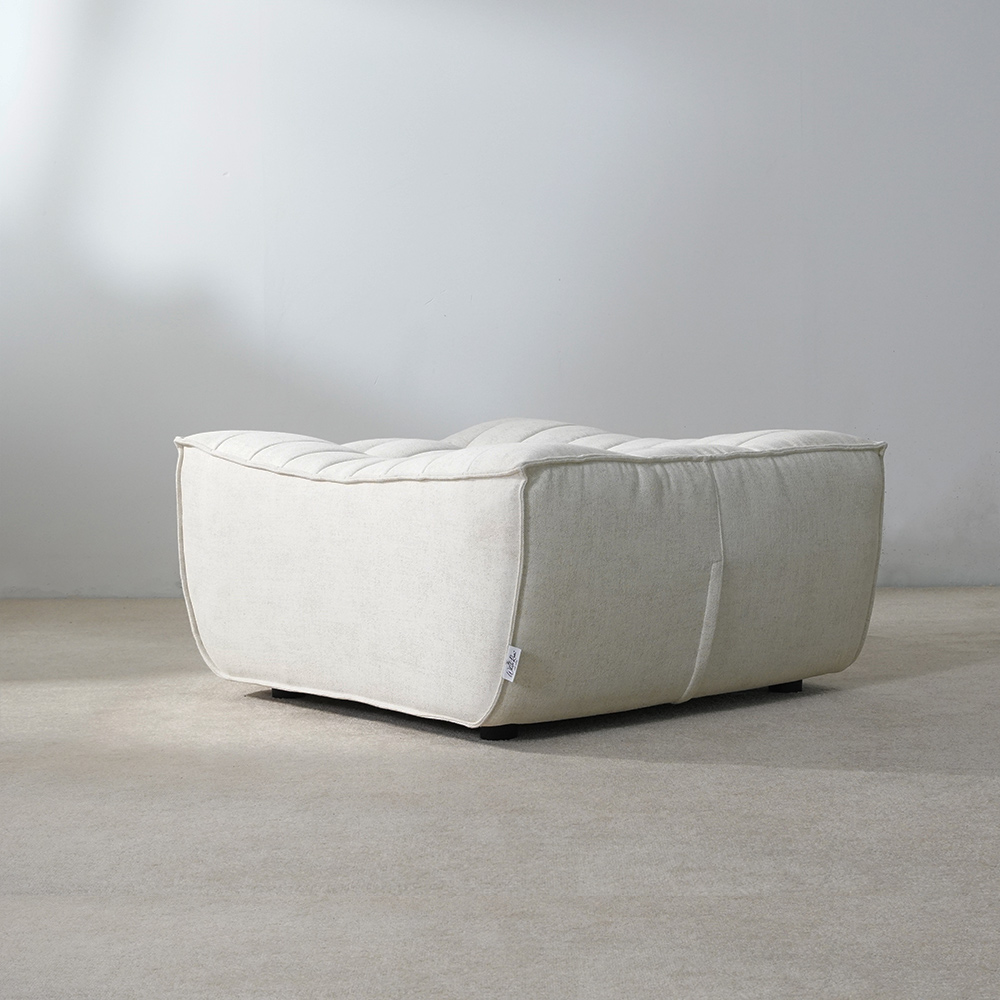 Waffle Minimalist Square Pouf Ottoman Chair Living Room Furniture White