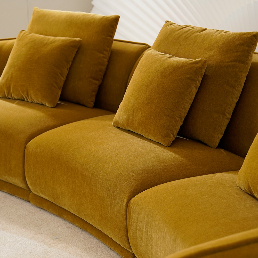 Golden Chenille Fabric Modular Sectional Sofa For Living Room Indoor Furniture Sets