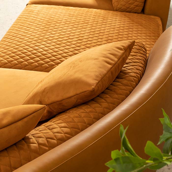 Modern Orange 5-6 Seaters Large Curved Sectional Sofa Cornor Sofa