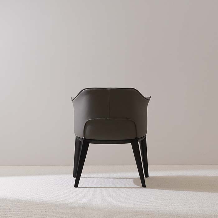 Modern Upholstered Velvet&Leather Dining Armchair with Wood Legs