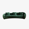 Modern Dark Green Curved Three-seater Velvet Sofa Couch with Pillows for Living Room