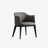 Modern Upholstered Velvet&Leather Dining Armchair with Wood Legs