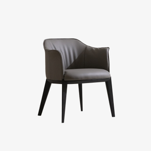 Modern Upholstered Velvet&Leather Dining Armchair with Wood Legs