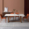 Modern Rectangular Marble Dining Table with Trestle Base for Dining Room 