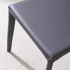 Minimalist Blue Saddle Leather Upholstered Armless Dining Chair with Metal Legs