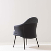 Contemporary Blue Upholstered Curved Back Dining Armchair