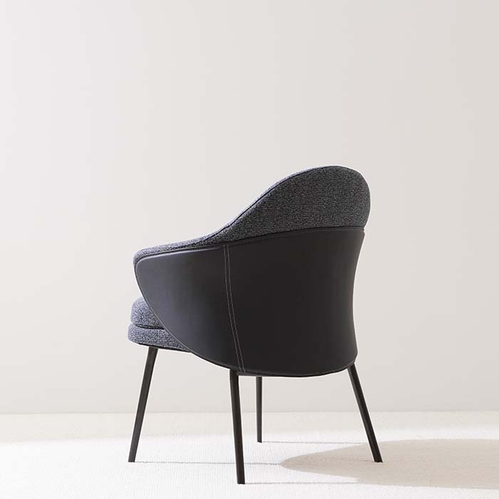 Contemporary Blue Upholstered Curved Back Dining Armchair