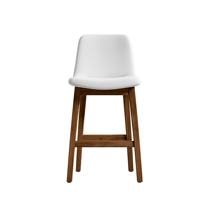Modern White Barstool With Ash Wood Frame &Upholstered Seat