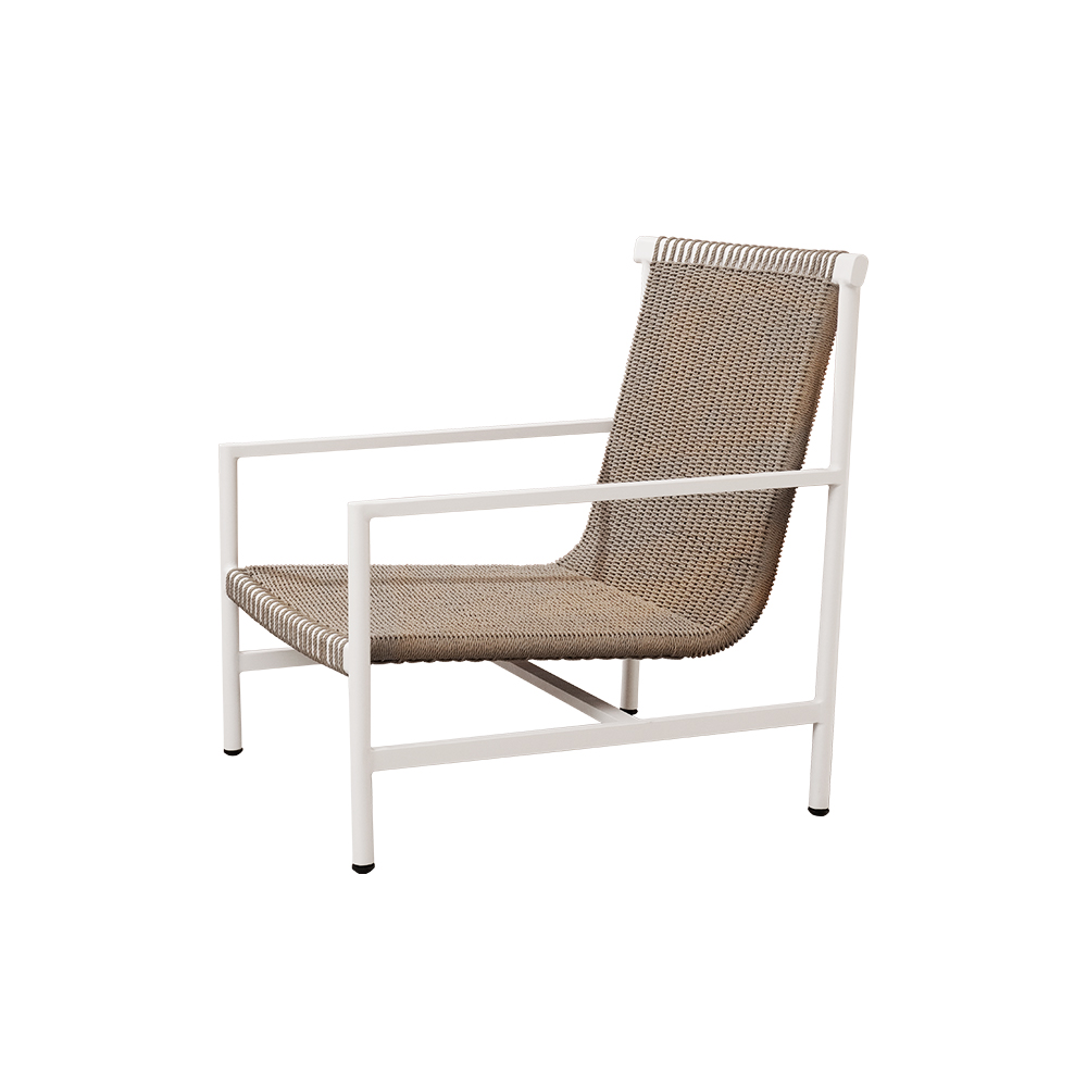 Minimalist Furniture Outdoor Metal Woven Lounge Chair White