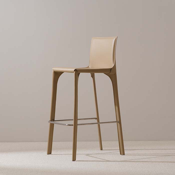 Modern High Square Saddle Leather Upholstered Barstool&Counter Stool with Metal Legs