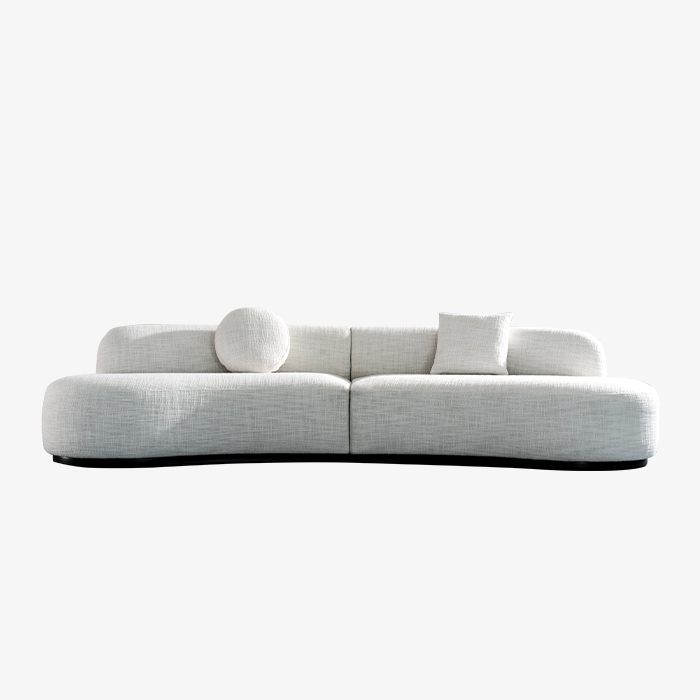 Modern Scandinavian White Curved Upholstered Sofa Three-seater Couch for Living Room