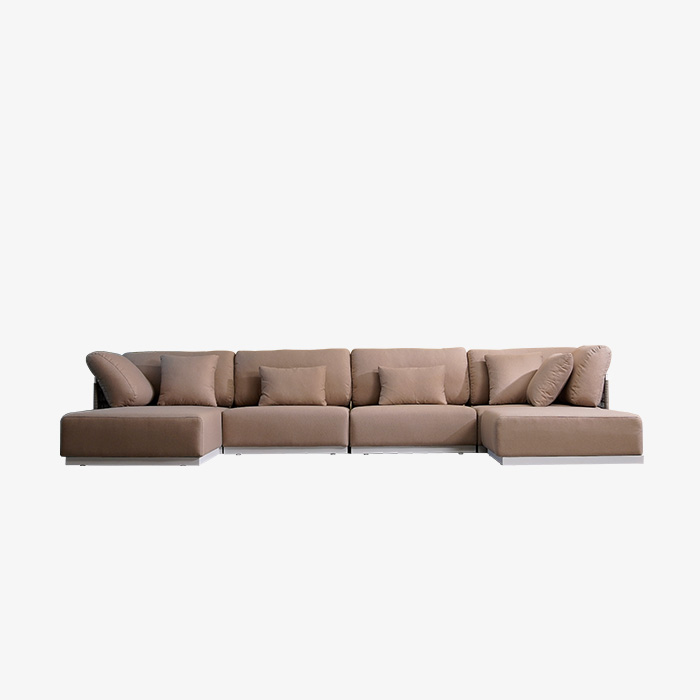 Modern Rattan Outdoor L Shaped 4-5 Seater Sectional Sofa Set with Ottoman