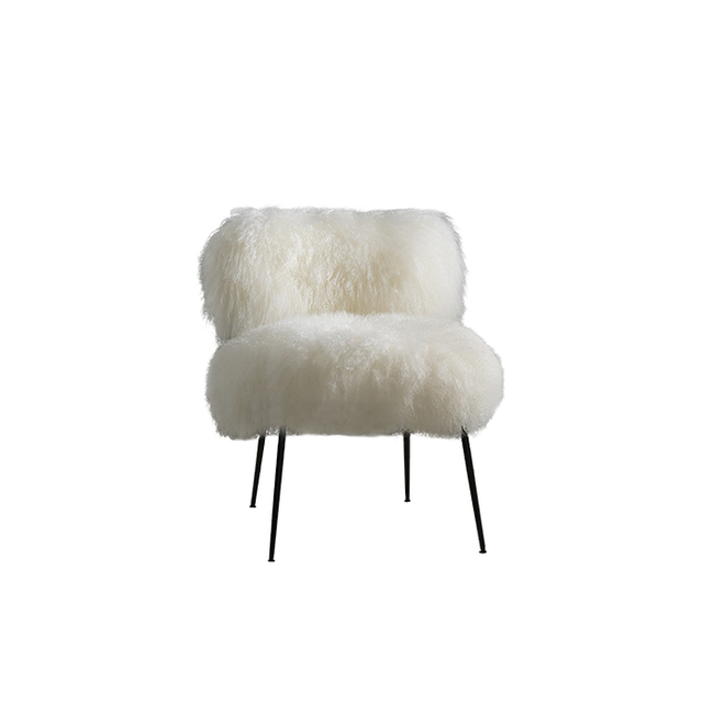 Modern Wool Upholstered Accent Chair with Metal Legs for Living Room&Bedroom