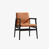 Modern Light Brown Leather Upholstered Dining Armchair