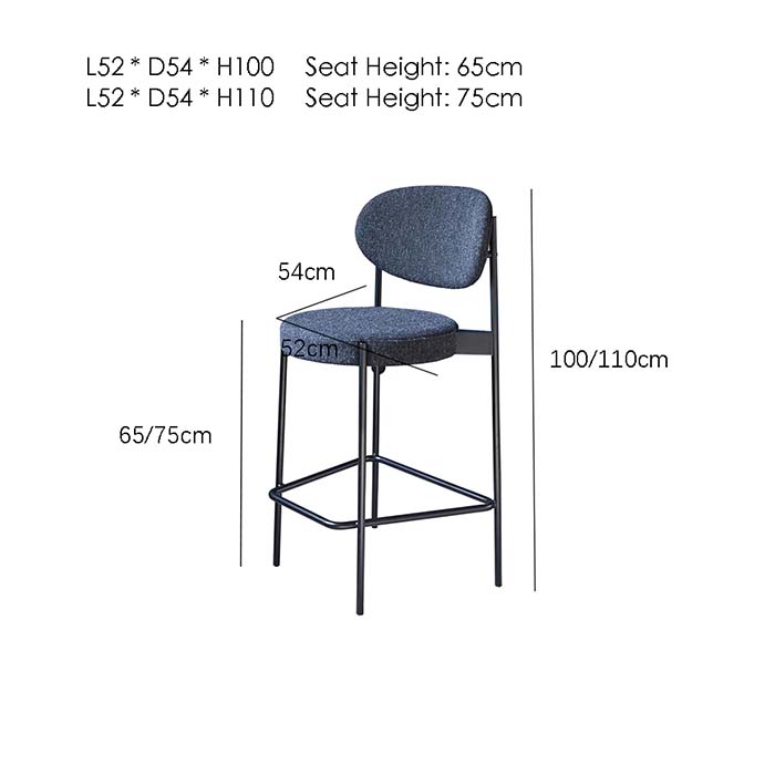 Modern High Barstool & Counter Stool Armless Backrest Barstool Chair 