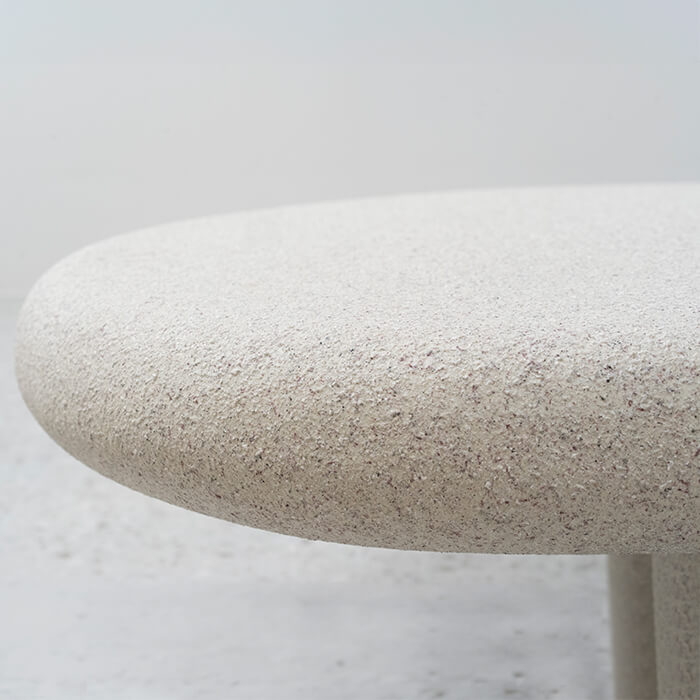 Minimalist Curverd Fiberglass Top Concrete Coffee Table