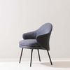 Contemporary Blue Upholstered Curved Back Dining Armchair