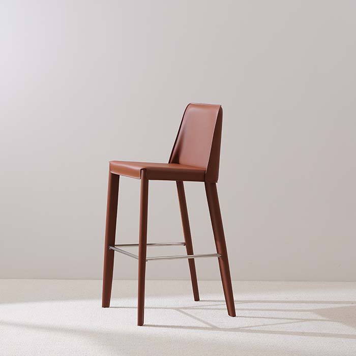 Minimalist Modern Leather High Barstool &Counter Stool with Backrest