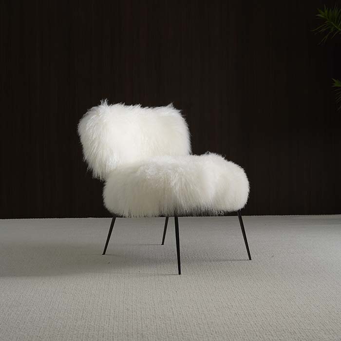 Modern Wool Upholstered Accent Chair with Metal Legs for Living Room&Bedroom