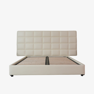 Modern Minimalist White King Size Leather Bed Frame With Headboard