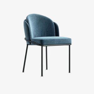 Italian Blue Velvet Dining Chair Modern Dining Room Furniture Iron Metal Nordic Home Framework Upholstered Dining Chair
