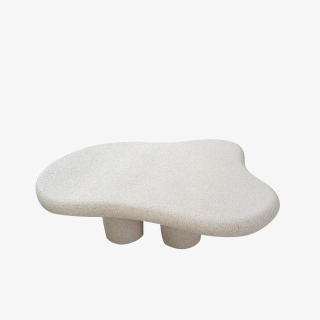 Minimalist Curverd Fiberglass Top Concrete Coffee Table