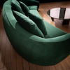 Modern Dark Green Curved Three-seater Velvet Sofa Couch with Pillows for Living Room