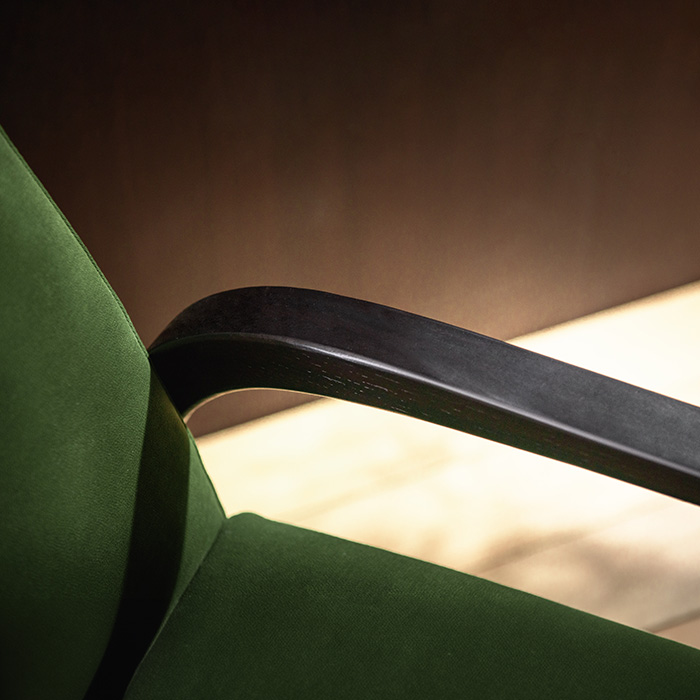 Modern Green Velvet Arm Lounge Chair with Ottoman