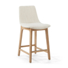 Modern White Bar & Counter Stool with Wood Base for Kitchen&Dining Room