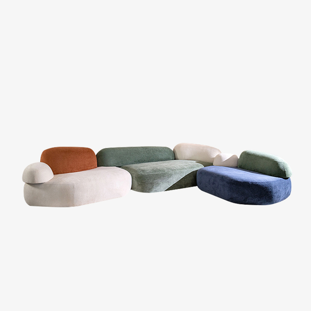 Italian Pebble Rubble Series Sectional Modular Upholstered Sofa 