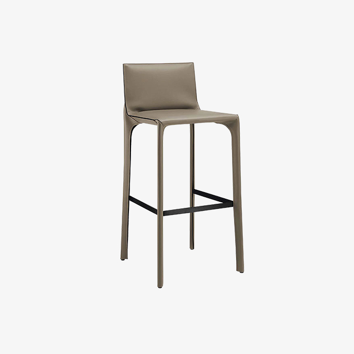 Modern Leather Upholstered High Barstool & Counter Stool with Metal Legs