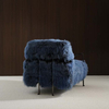 Luxury Blue Wool Accent Chair Single Armchair with Metal Frame