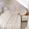 Marshmallow Design Modern White Sherpa Fabric Three-seater Sofa Set 