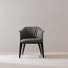 Modern Upholstered Velvet&Leather Dining Armchair with Wood Legs