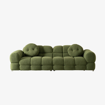 Modern Style Green Lazy Sofa Sherpa Fabric Three Seater Marshmallow Sofa with Pillows for Living Room