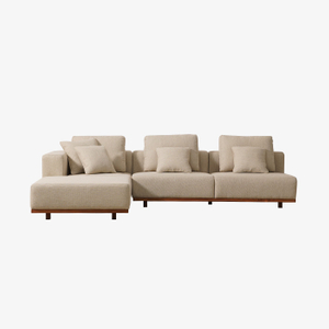 Minimalist Indoor/Outdoor L Shaped Sectional Sofa with Wood Legs