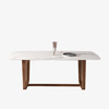 Modern Rectangular Marble Dining Table with Trestle Base for Dining Room 