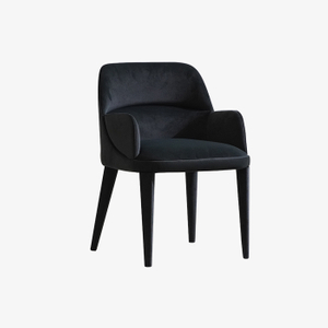 Modern Minimalist Black Velvet Upholstered Backrest Dining Armchair