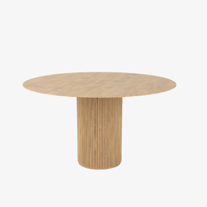 Modern Wood Round Dining Table with Natural Pedestal Base