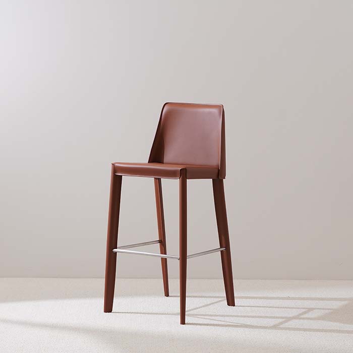 Minimalist Modern Leather High Barstool &Counter Stool with Backrest