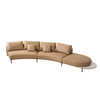 Modern Italian Saddle Leather Brown Curved Armless Upholstered Sofa