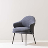 Contemporary Blue Upholstered Curved Back Dining Armchair