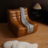 Modern Leather Single Lazy Sofa Chair Upholstered Armless Lounge Chair