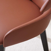 Modern Brown Leather Upholstered Wingback Dining Chair with Wood Legs