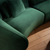 Modern Dark Green Curved Three-seater Velvet Sofa Couch with Pillows for Living Room