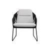 Modern Waterproof Black Metal Weave Lounge Chair Cushion Removable