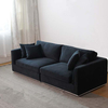 Modern Black Velvet Upholstered 3 Seater Living Room Sofa