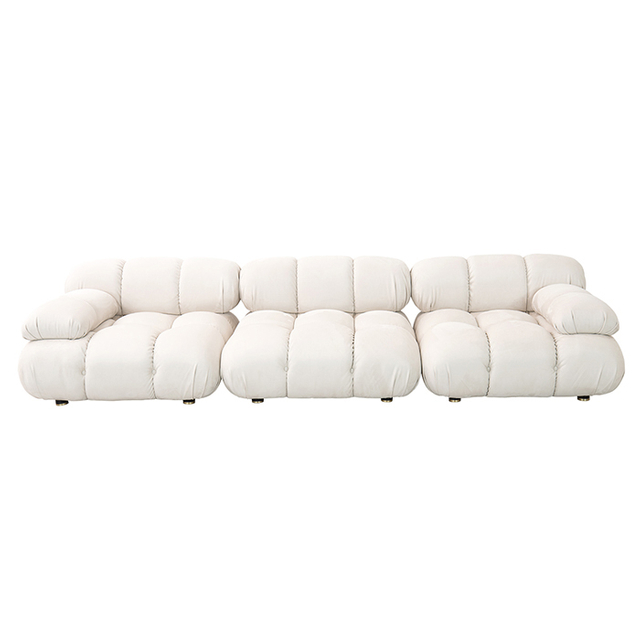 Minimalist Modular Velvet Upholstered Sectional Sofa with Ottoman